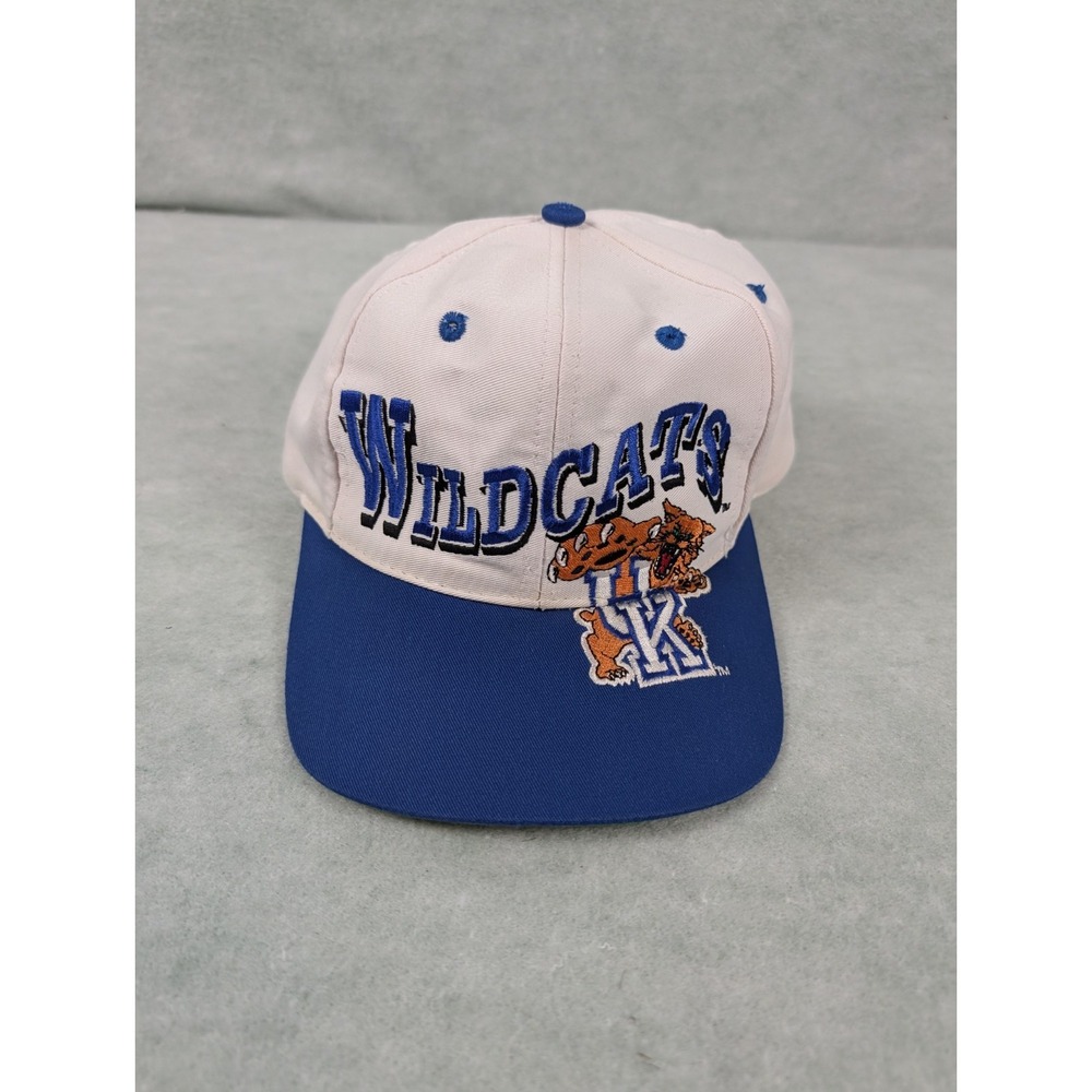 Vintage 90s University of Kentucky Wildcat Snapback Hat - The Game- White -Blue